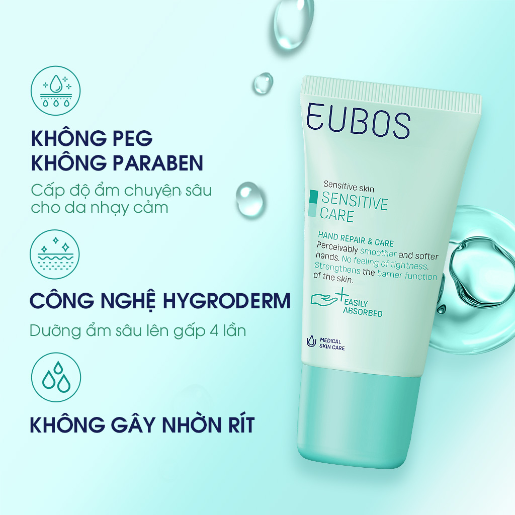 Combo Hai Chai Mini Kem Dưỡng Da Tay Cho Da Nhạy Cảm EUBOS SENSITIVE HAND REPAIR &amp; CARE 25ml