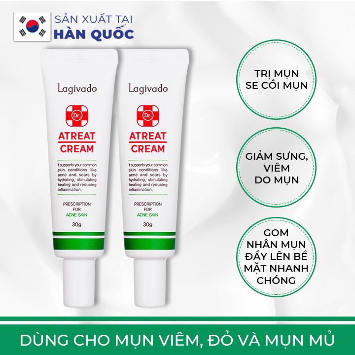 Kem chấm giảm mụn Hàn Quốc Lagivado ngừa thâm sẹo rỗ, thông thoáng lỗ chân lông Dr. Atreat Cream 30 ml