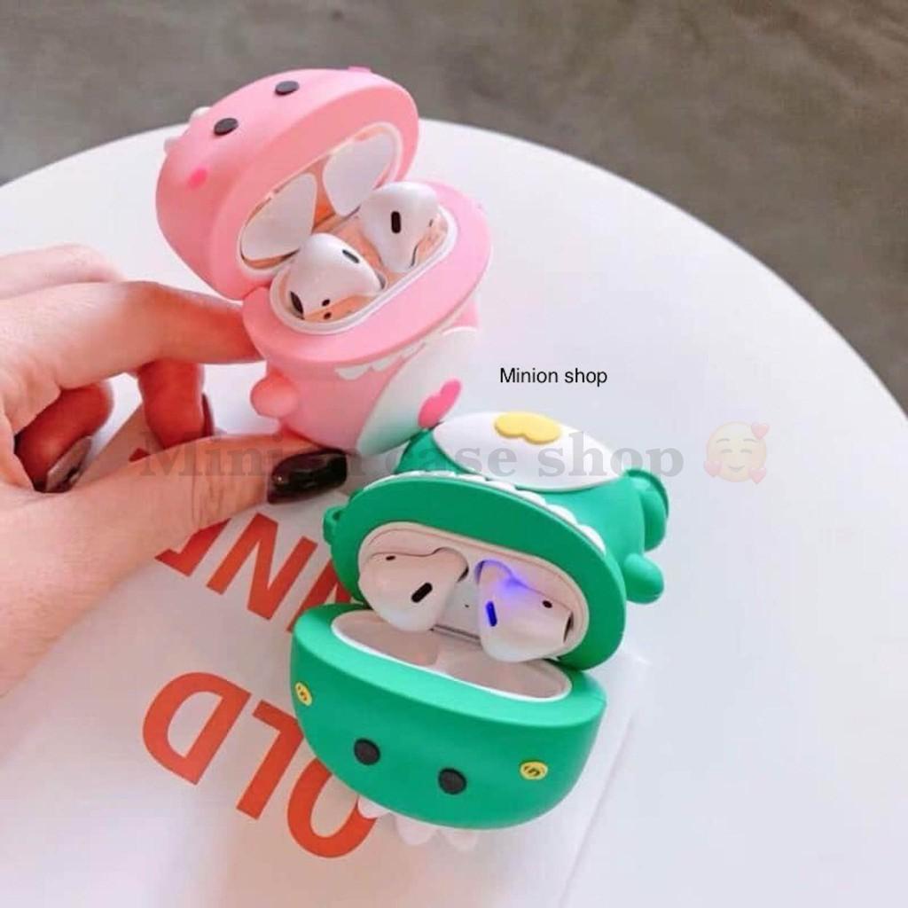 Hình ảnh Bao Case Ốp dành cho airpod 1 và 2, cho tai nghe bluetooth i11,i12, i100, i9s... silicon 3D khủng long kute cao cấp