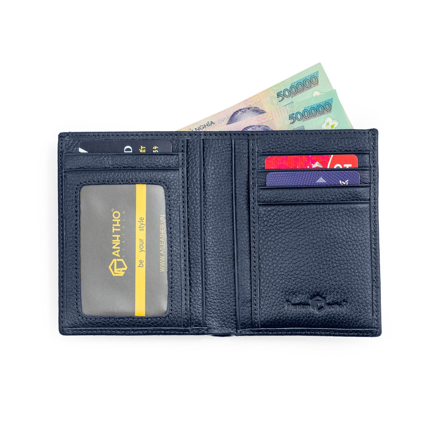 Ví đứng VICTOR - Da bò hạt | Anh Tho leather