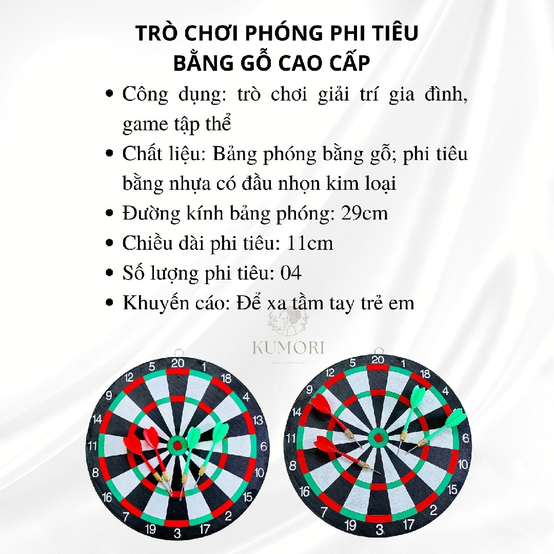 Bảng Phóng Phi Tiu 28 Cm 2 Mặt Tặng Kèm 4 Phi Tiu Chân Kim