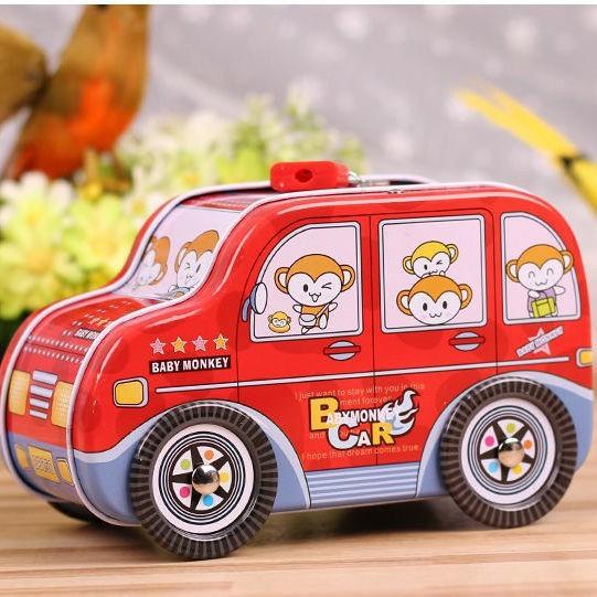 PVN21418 Két sắt đựng tiền tiết kiệm hình ô tô có khóa mini cho bé T2