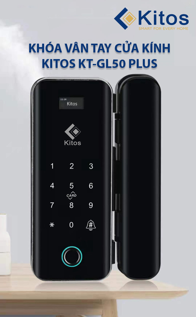 Khóa cửa thông minh điều khiển từ xa Kitos KT-GL50 Plus cho cửa kính