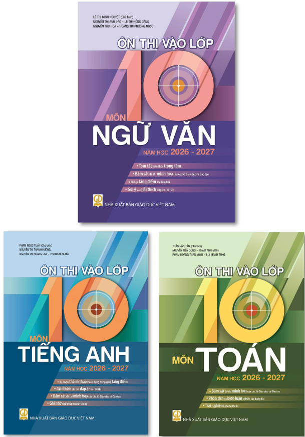 Sách - Ôn Thi Vào Lớp 10 Môn Toán + Ngữ Văn + Tiếng Anh Năm Học 2026 - 2027 (HEID)