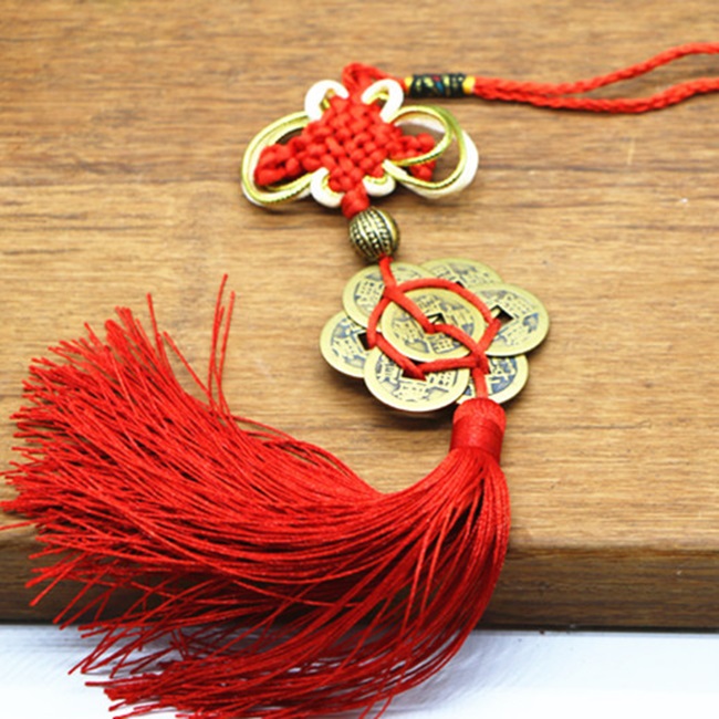 Dây xu Hoa Mận 6 cánh 8 xu vàng - Cát tường, chiêu lộc, trừ tà, bình an, ....