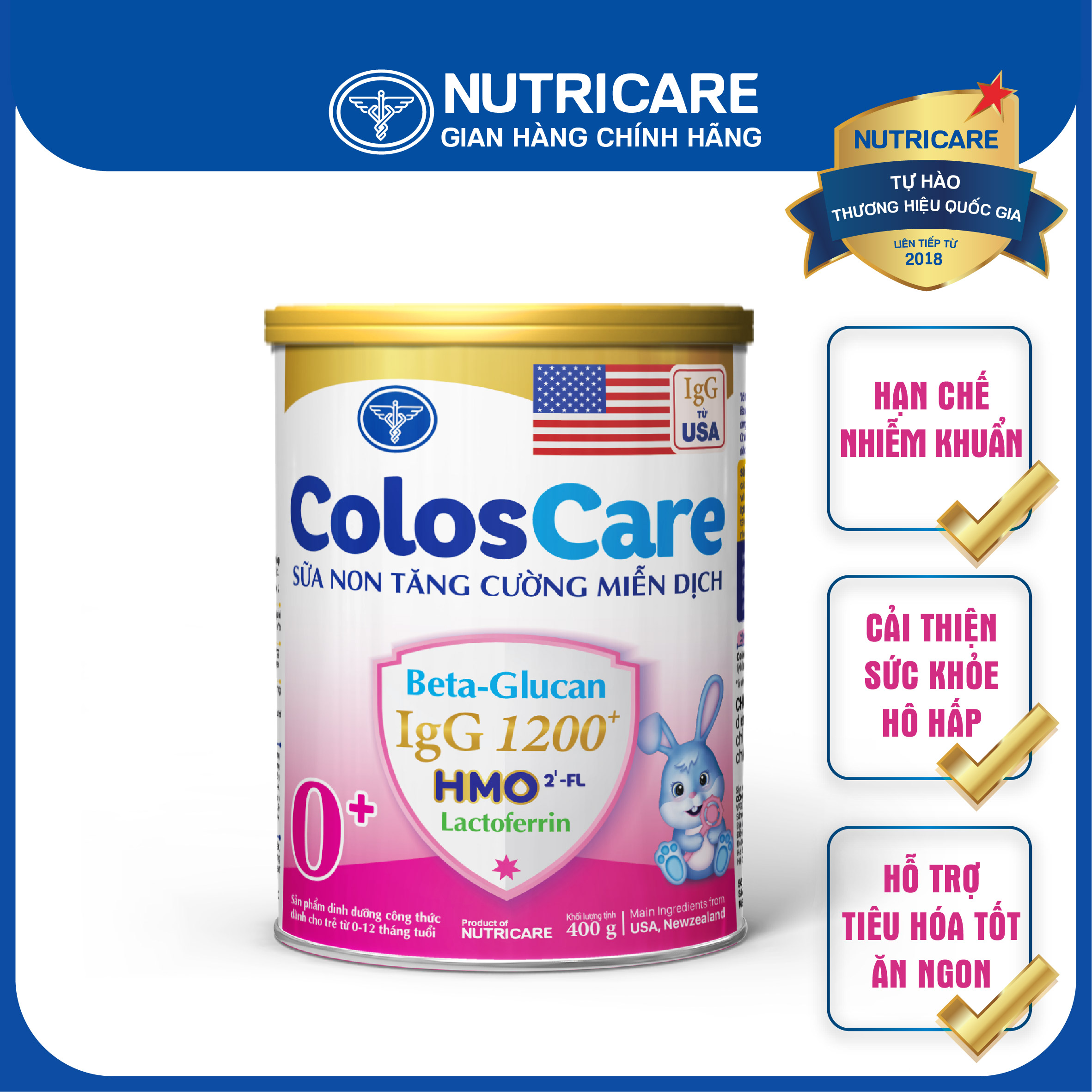 Sữa bột Nutricare ColosCare 0+ tăng cường hệ miễn dịch 400g