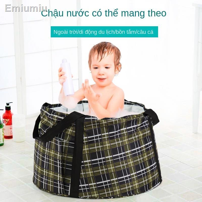 ✠Bồn tắm gấp lớn cho em bé Bồn tắm em bé Du lịch Thùng có thể thu vào di động