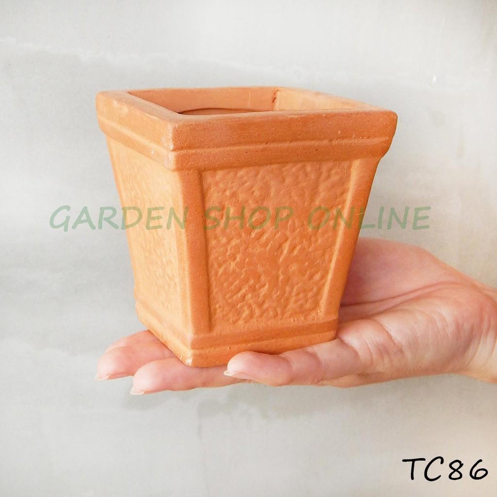 Chậu trồng cây đất nung cao cấp, chậu trồng sen đá, xương rồng mini thiết kế hoa văn nổi