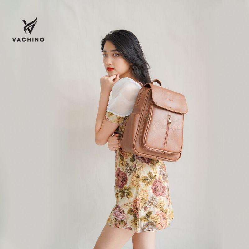Balo Da Nữ Mini VACHINO BG001 phối kéo cỡ lớn