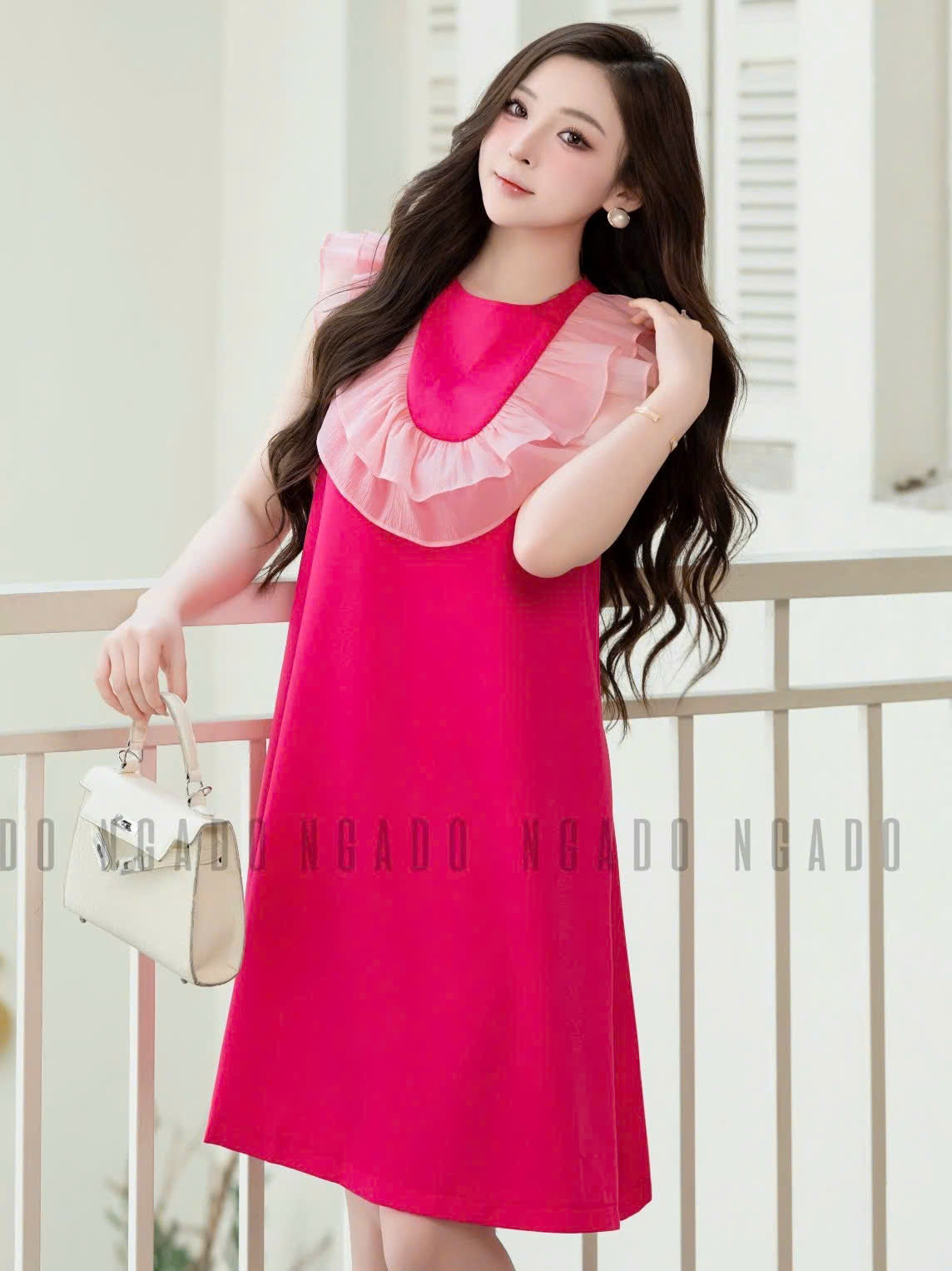 Đầm hồng sen sát nách NGADO , đầm dự tiệc , đầm sang trọng