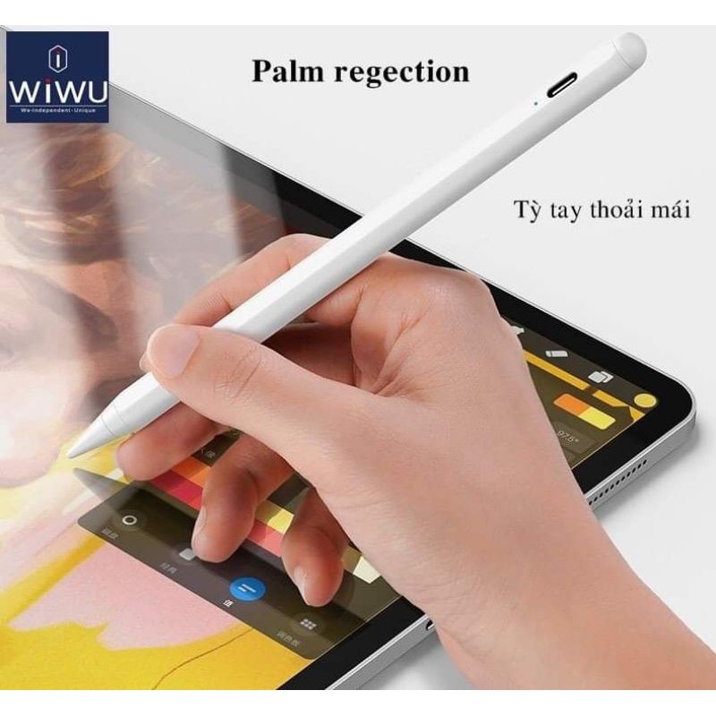 Bút cảm ứng stylus thông minh đầu bút siêu mịn mượt hiệu WIWU Pencil Pro Max cho iPad Pro và các dòng iPad / iPad Mini từ đời 2018 trở lên hỗ trợ viết vẽ nghiêng hơn 60 độ, chống tì tay, trang bị nam châm hít vào iPad - hàng nhập khẩu