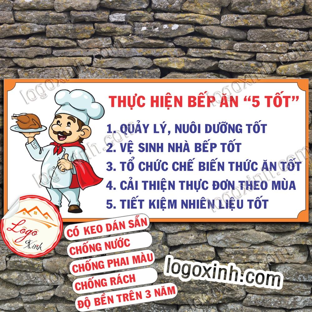 LOGO TEM STICKER BẢNG THỰC HIỆN BẾP ĂN 5 TỐT DÙNG CHO TRƯỜNG HỌC, QUÁN ĂN, CƠ QUAN, NHÀ XƯỞNG...