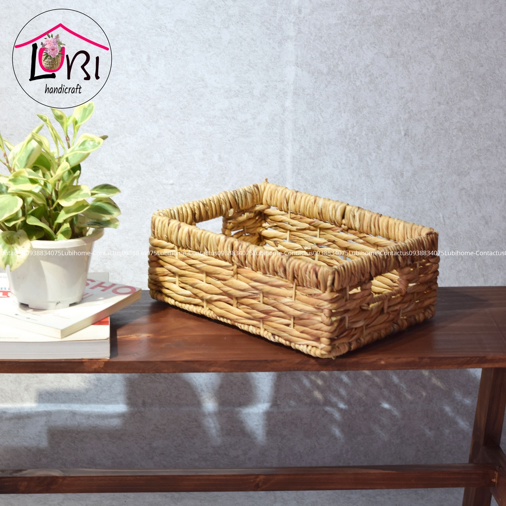 Lubihandicraft - Sọt đựng đồ đan lục bình miệng bo đôi - sang trọng