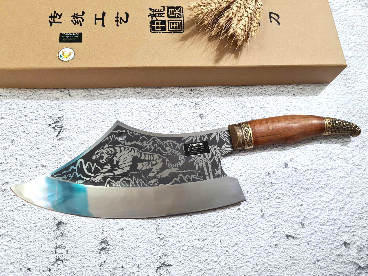 DAO BẾP - DAO THÁI CHẶT HOA VĂN HỔ kDT150 ĐỘC