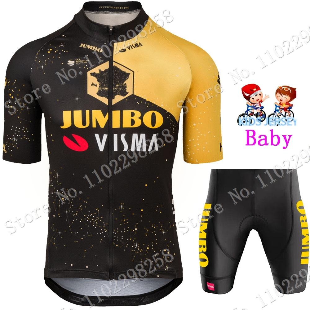 Trẻ Em Bỉ Jumbo Visma TDF 2023 Đội Tuyển Đi Xe Đạp Jersey Bộ Bé Trai Bé Gái Đi Xe Đạp Quần Áo Xe Đạp Trẻ Em Phù Hợp Với MTB Ropa Maillot Color: 4 Size: XS