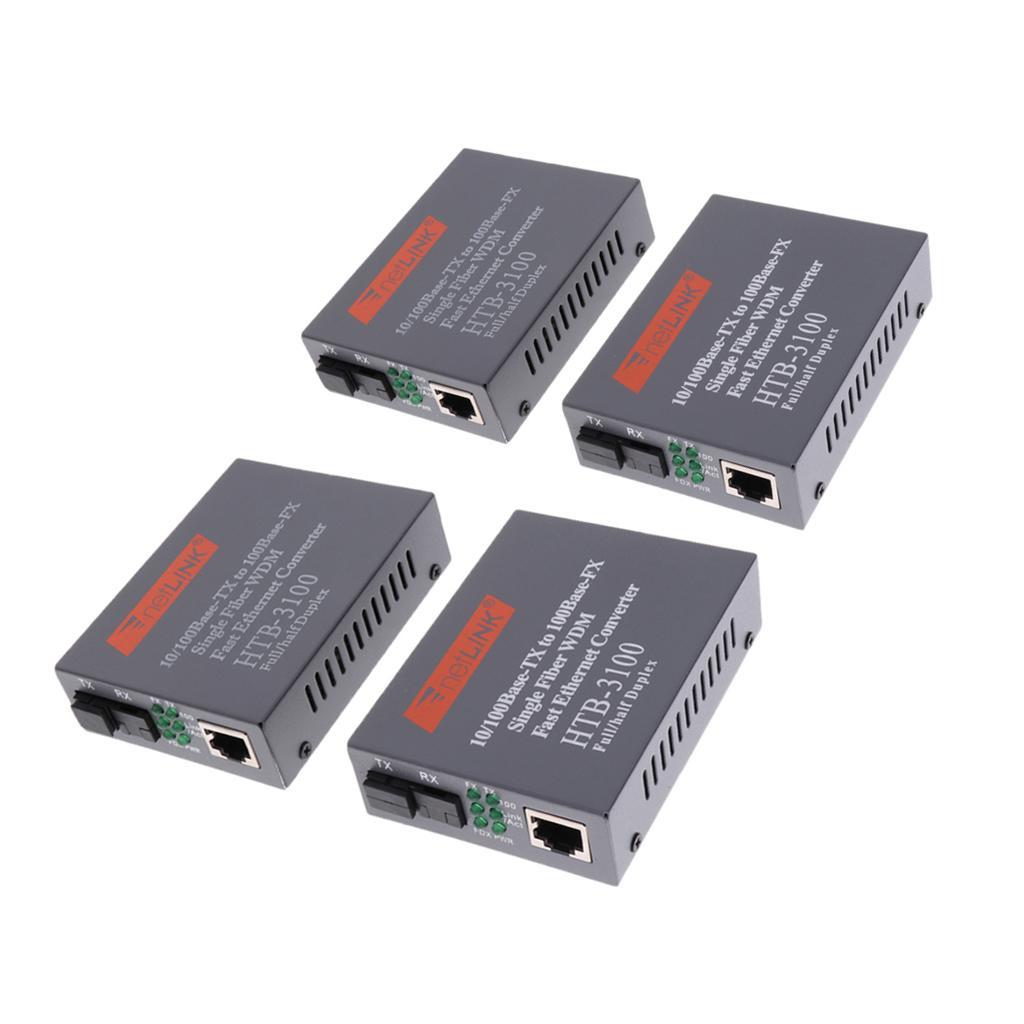 4 Pack Simplex SC Fiber Optic to RJ45 Ethernet Converter
