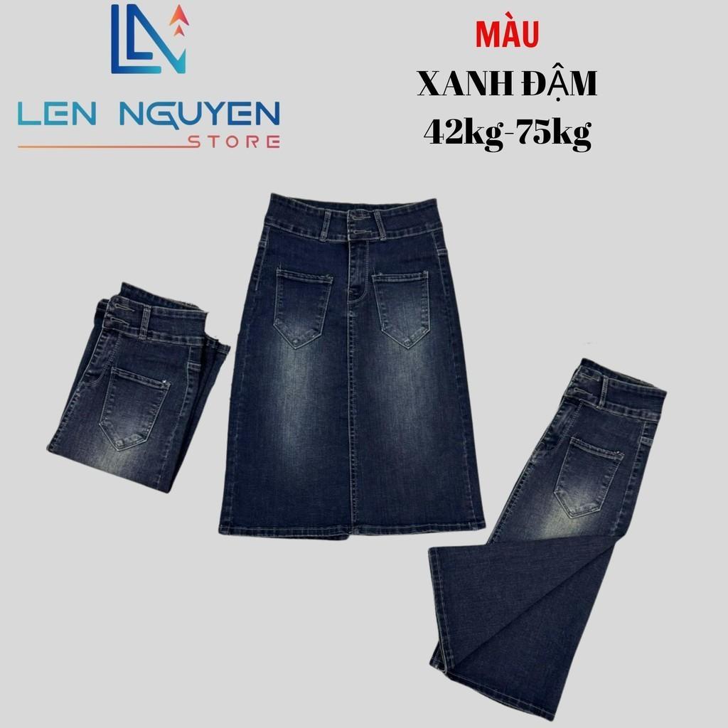 Quần jean nữ, chân váy, lưng cao, quần bò nữ dáng ôm, quần rin nữ có big size, cho 42kg đến 75kg, - Xanh Nhạt