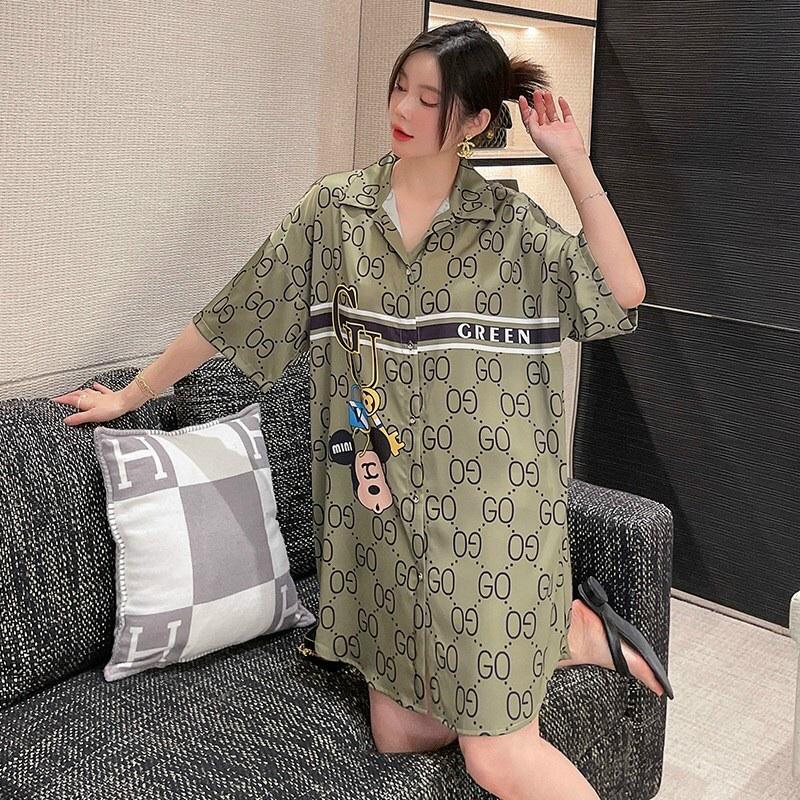 Pijama Lụa Tay Dài Quần Dài Họa Tiết Sang Trọng Mặc Nhà Siêu Mát QC22270