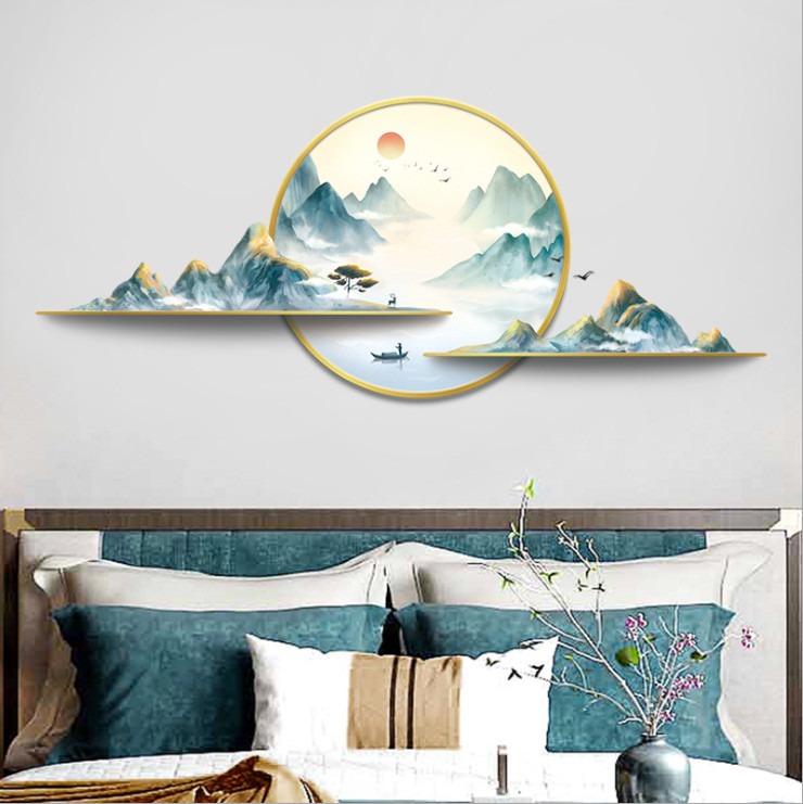 Decal dán tường tranh phong cảnh Sông núi 3D trang trí nhà cửa siêu đẹp, sáng tạo, sang trọng DKN147 (56 x 133 cm)