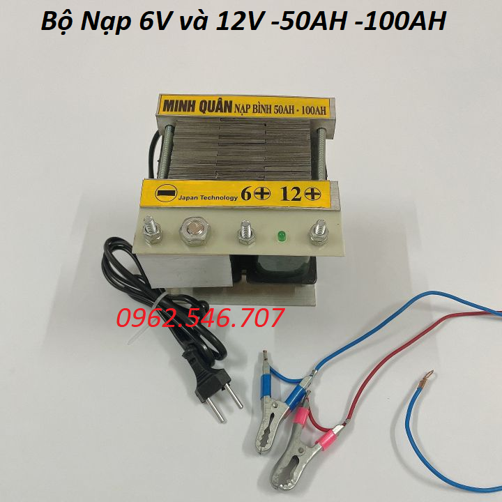 Sạc bình ắc quy 50A-100A - cục nạp bình ắc quy 12V tặng kèm 1 đôi kẹp bình