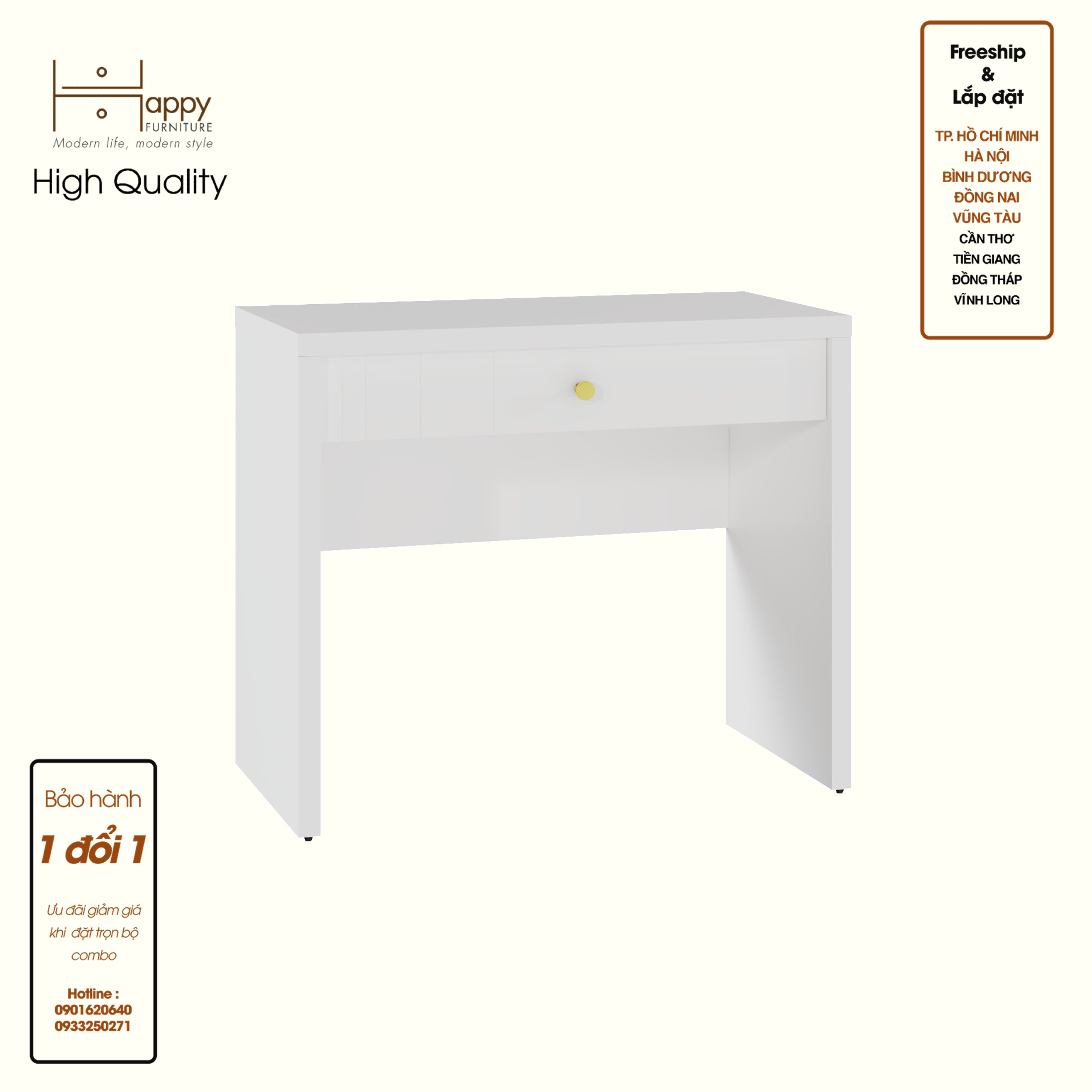 [Happy Home Furniture] JOVIE, Bàn trang điểm 1 ngăn kéo, 90cm x 45cm x 75cm ( DxRxC), BAN_082