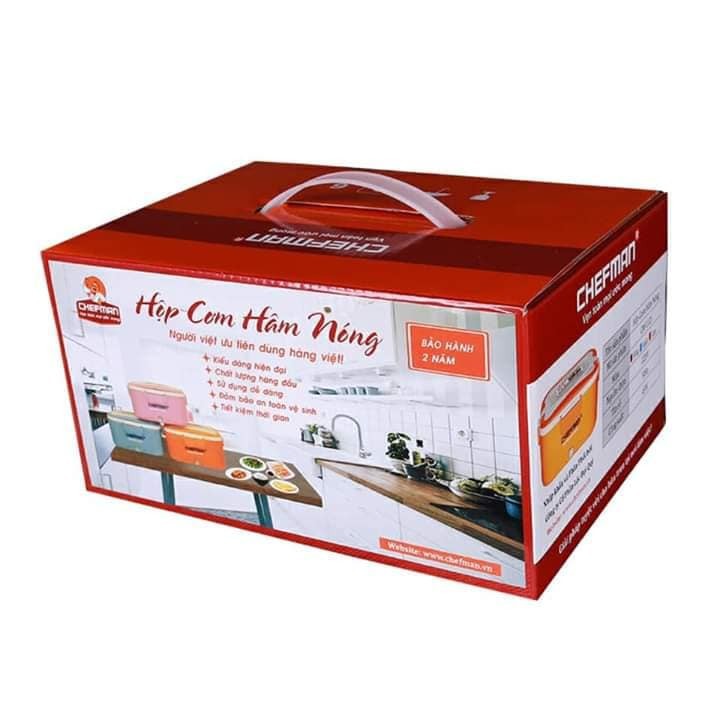 Hộp Cơm Cắm Điện Giữ Nhiệt Ruột Inox Chefman CM-112i ( Xanh), Hộp Cơm Hâm Nóng Ruột Inox Tháo Rời Chefman CM-112i + Tặng Túi Da Cao Cấp Đựng Hộp Cơm Và Bộ Dũa Dĩa Thìa Nhựa PP Cao Cấp