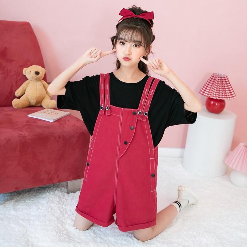 Bộ quần áo yếm bé gái phong cách cỡ lớn M082