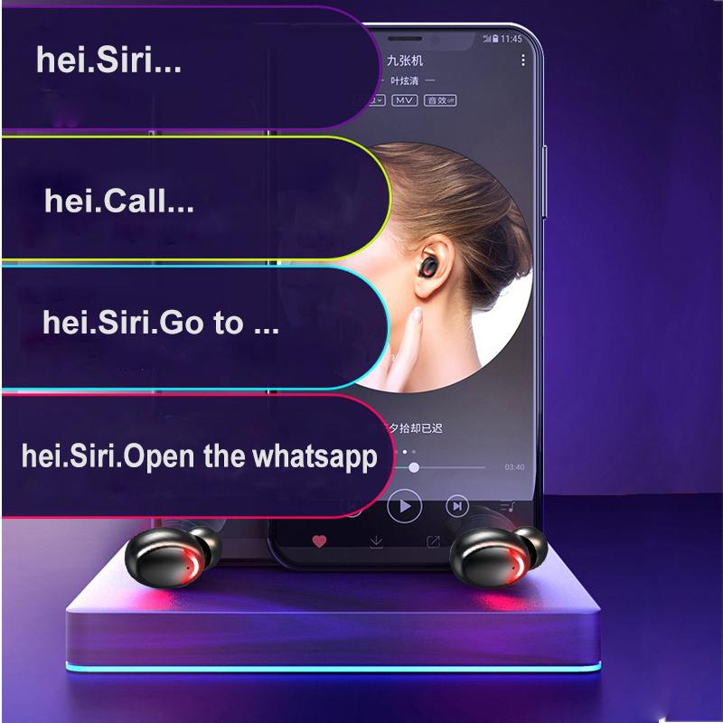 Tai nghe không dây TWS Tai nghe Bluetooth Tai nghe stereo Tai nghe Bass thể thao Chống nước cho điện thoại thông minh Màu sắc: có màn hình led