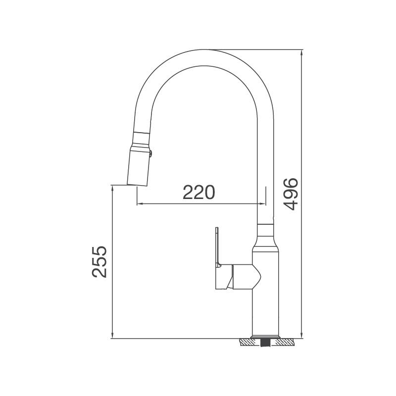 Vòi Rửa Chén Malloca K046-S - Có Dây Rút - Chất Liệu Inox 304 - Hàng Chính Hãng