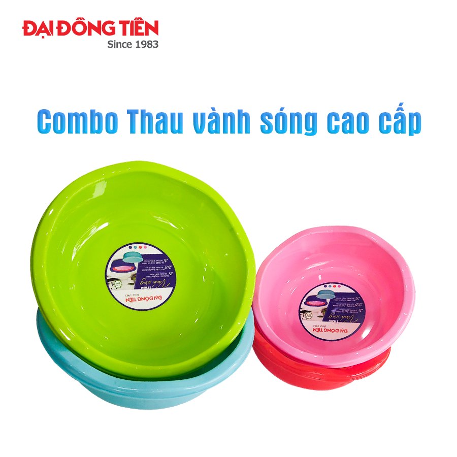 Combo 2 thau nhựa vành sóng - Màu ngẫu nhiên