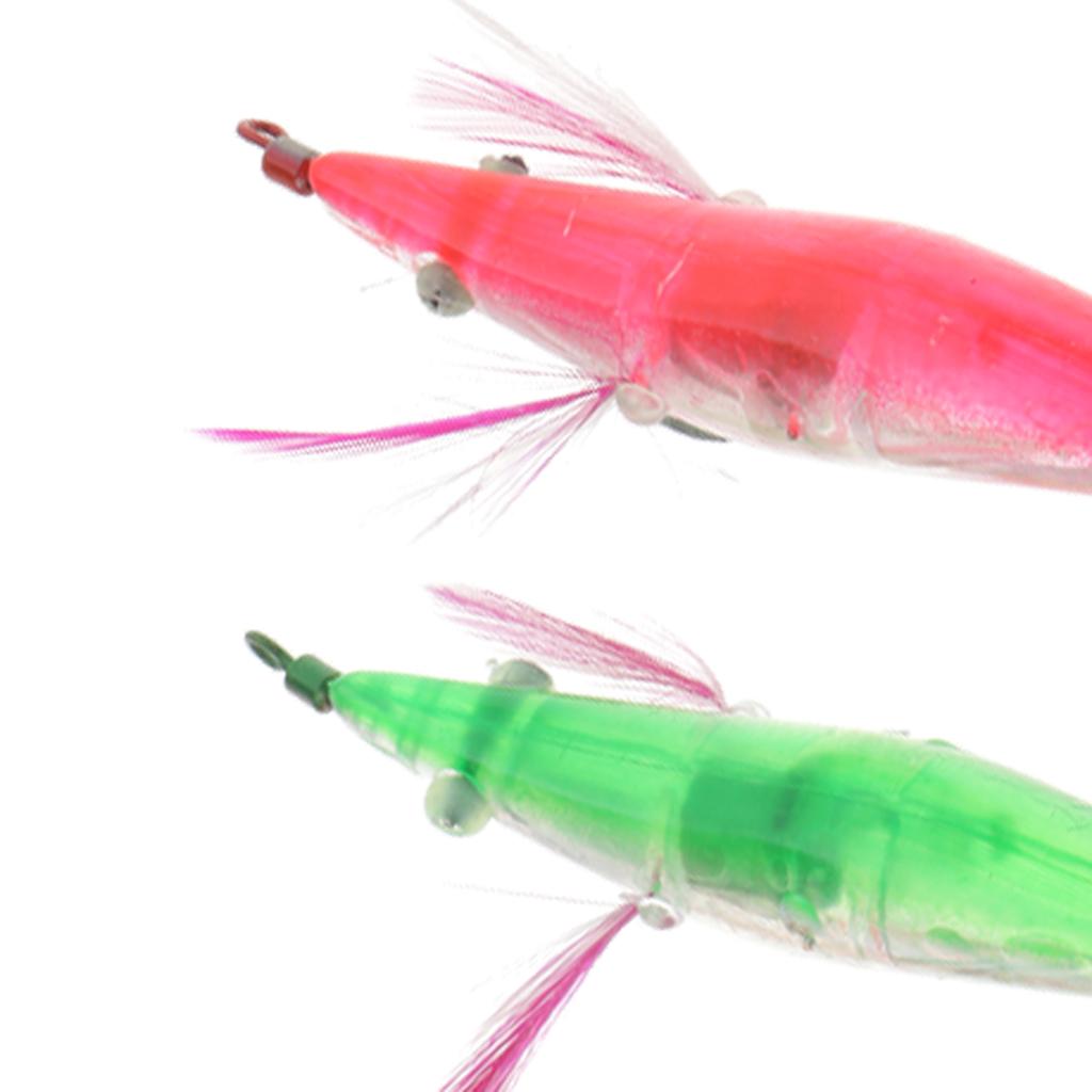 4pcs Glow In Dark Squid Jig Hooks Shrimp Fishing Lures With Luminous Hook