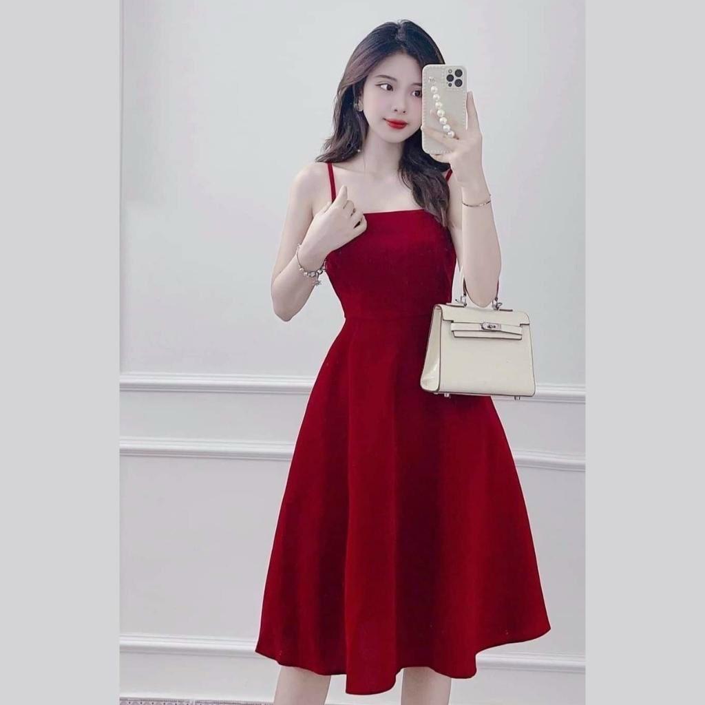 Sét đầm nữ 2 dây from xòe dáng dài kèm áo khoác vest ngắn ngoài, sang trọng, thanh lịch cho quý cô dự tiệc siêu xinh