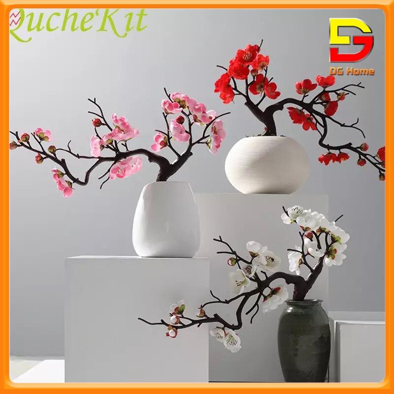 Hoa Giả Lọ Hoa Đào Bonsai Độc Đáo Trang Trí Để Bàn Phòng Khách Kệ Tủ Làm Quà Tặng Ý Nghĩa DH-23