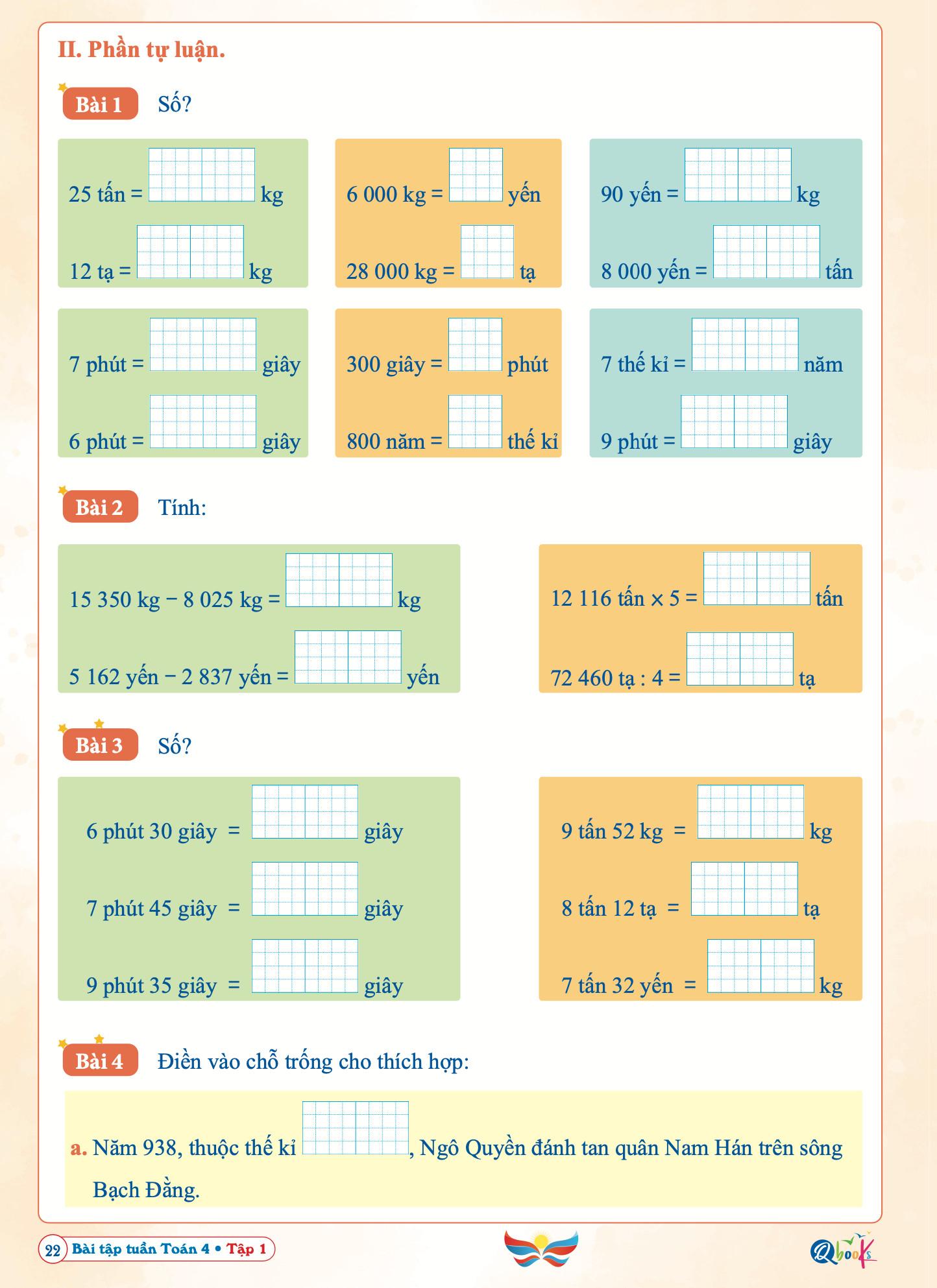 Sách Bài Tập Tuần Toán 4 - Tập 1 - Cánh Diều (1 cuốn) - Bản Quyền
