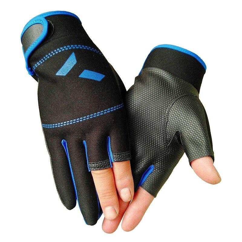 1 Pair Fishing Gloves Men Women Outdoor Fishing Anti-slip 3 Cut Finger Sports Fish Equipment Angling SBR Fishing Gloves One Size