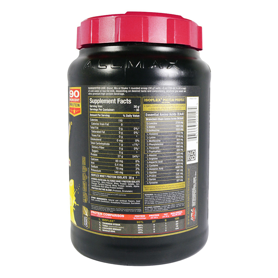 [THỰC PHẨM DINH DƯỠNG THỂ THAO] Whey Protein Tăng Cơ Allmax ISOFLEX BANANA 2lbs (907G)