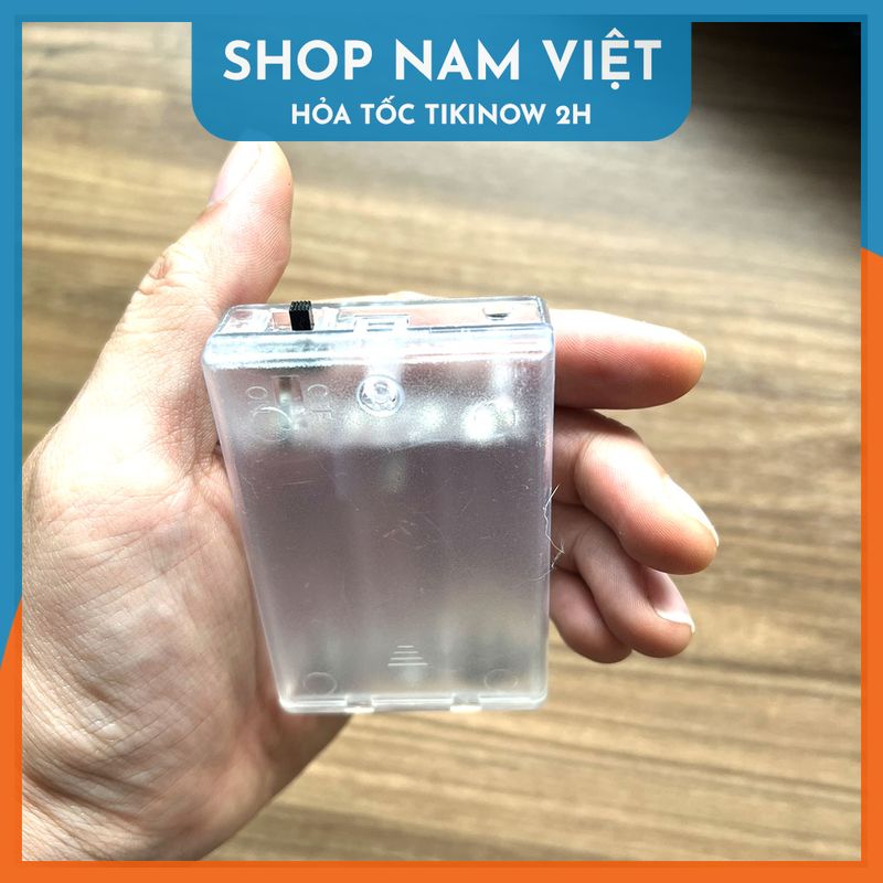 Hộp Đựng Pin AA Có Công Tắc Bằng Nhựa Trong Suốt