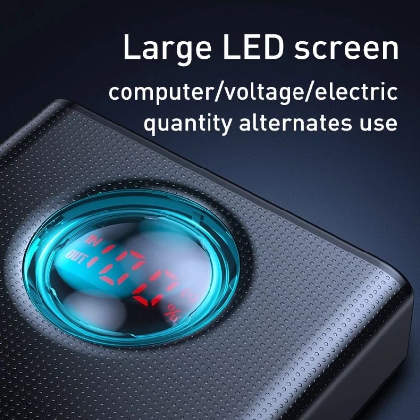 Pin sạc dự phòng công suất cao 65W dung lượng 30000mAh Baseus Amblight Digital Display Quick Charge Power Bank ( USB*4 + Type C Input/Output + Light-ning + Micro USB)- PPLG- Hàng chính hãng