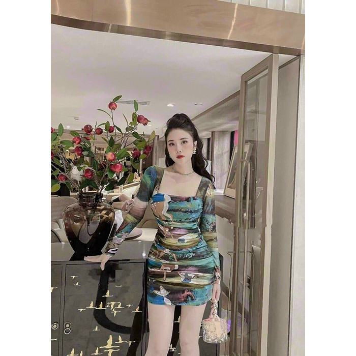 Đầm Ôm Body Họa Tiết In 3D Thời Trang
