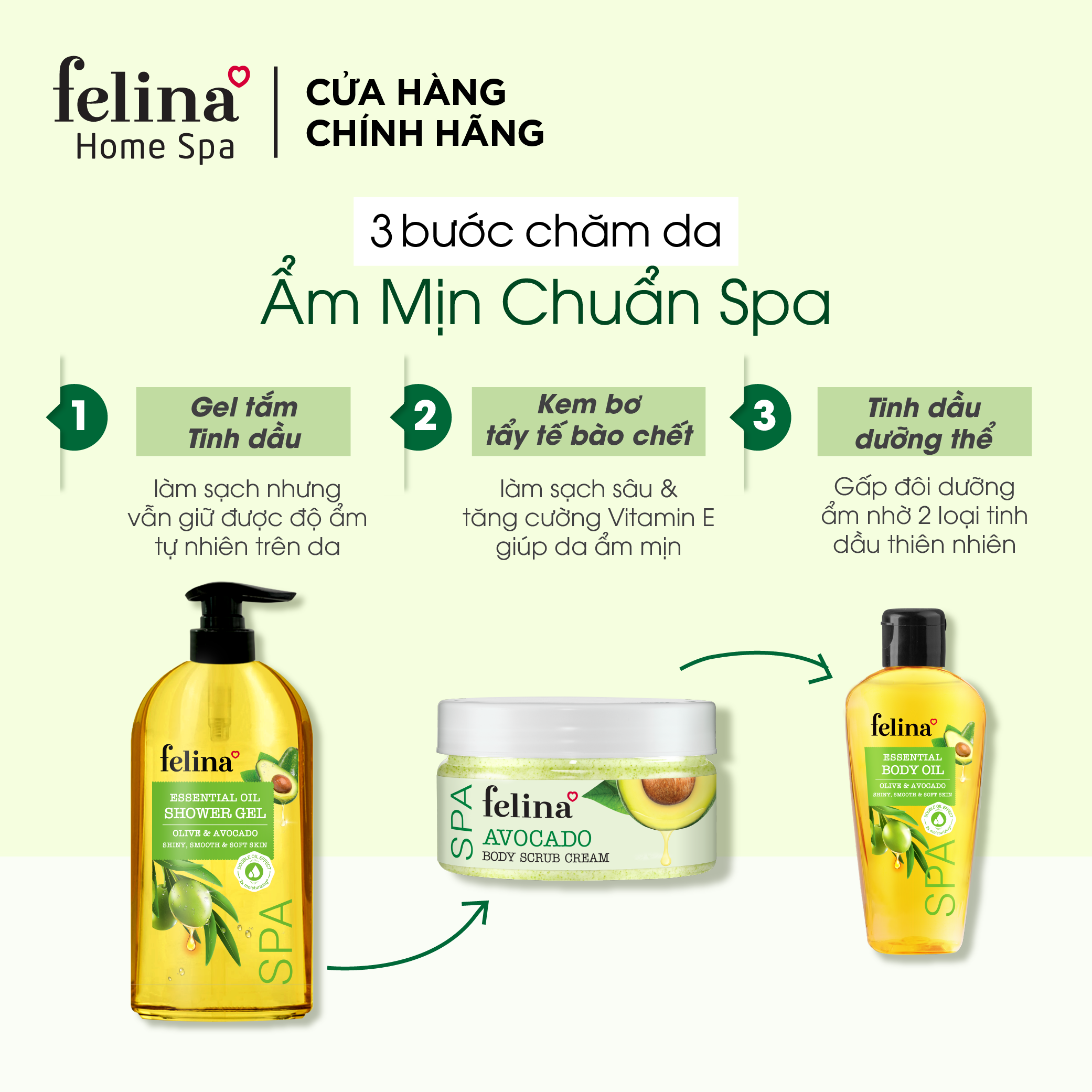 Kem tắm tẩy tế bào chết body Felina Home Spa từ bơ nghiền nguyên trái giúp da sạch sâu, ẩm mịn chỉ sau 1 lần dùng