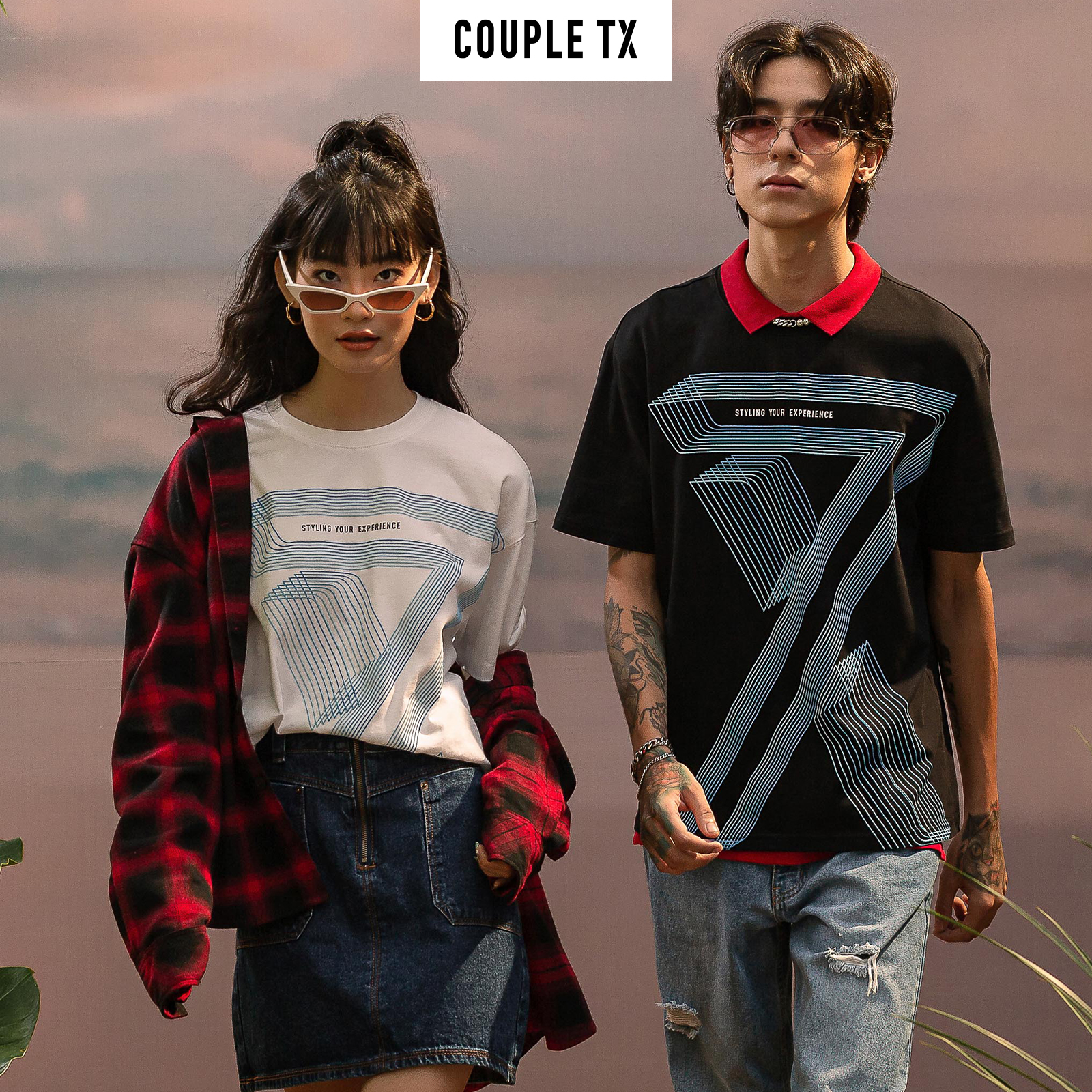 Áo Thun Nam Nữ IN Logo X Chuyển Màu Couple TX TS 147