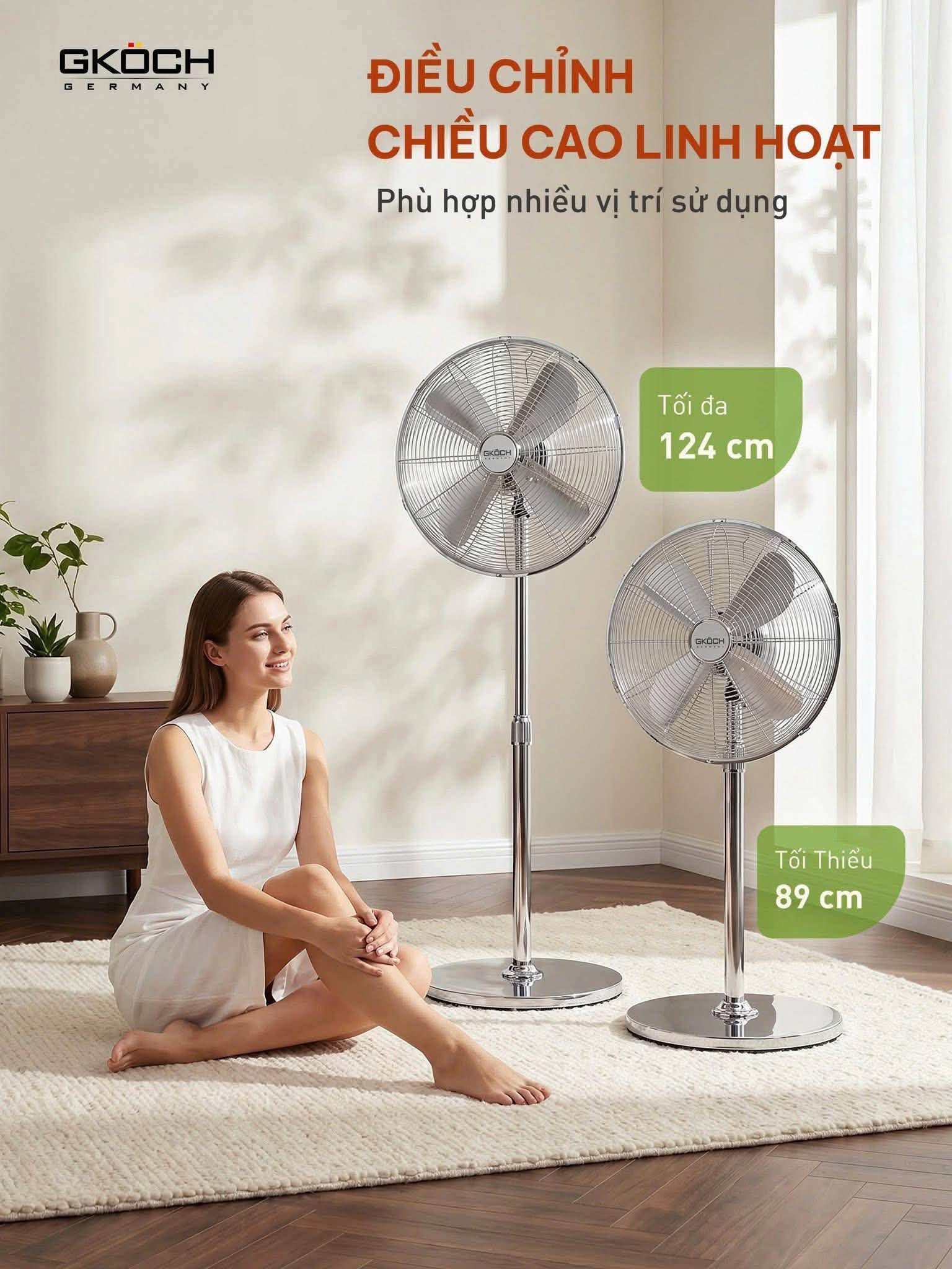 QUẠT ĐỨNG KIM LOẠI GKOCH W-FGS1808 18" hàng chính hãng