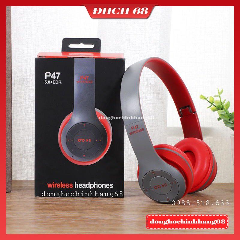 Tai Nghe Chụp Tai Bluetooth P47, Tai Không Dây Có Mic, Có Thẻ Nhớ, Âm Bass Cực Chất, Nghe Nhạc Cực Hay Bảo Hành 12 Tháng