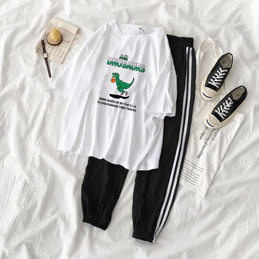 Quần jogger set áo quần jogger Line in chữ Dnosaur unisex nữ nam phong cách hàn quốc siêu đẹp – ST60 – babitrendy