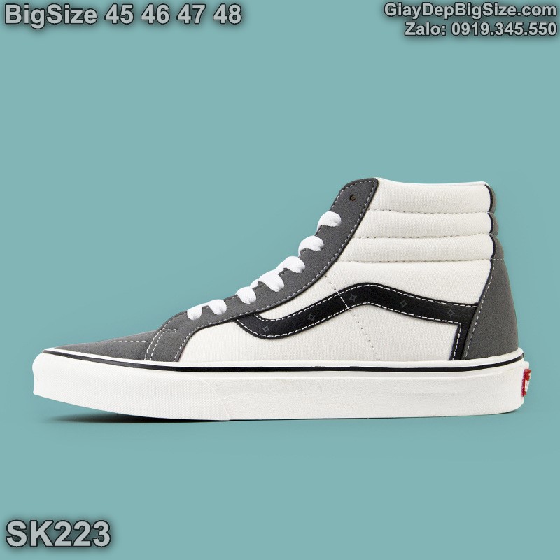 Giày trượt ván, giày thể thao cổ cao cỡ lớn 45 46 47 48 cho nam chân to. Big size custom sneakers for wide feet - SK223