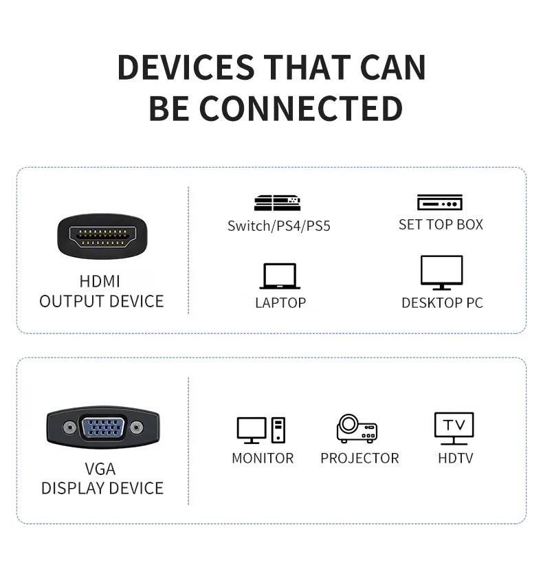 Cáp Chuyển HDMI To VGA Jasoz T-G102 Có Audio - Hàng Chính Hãng