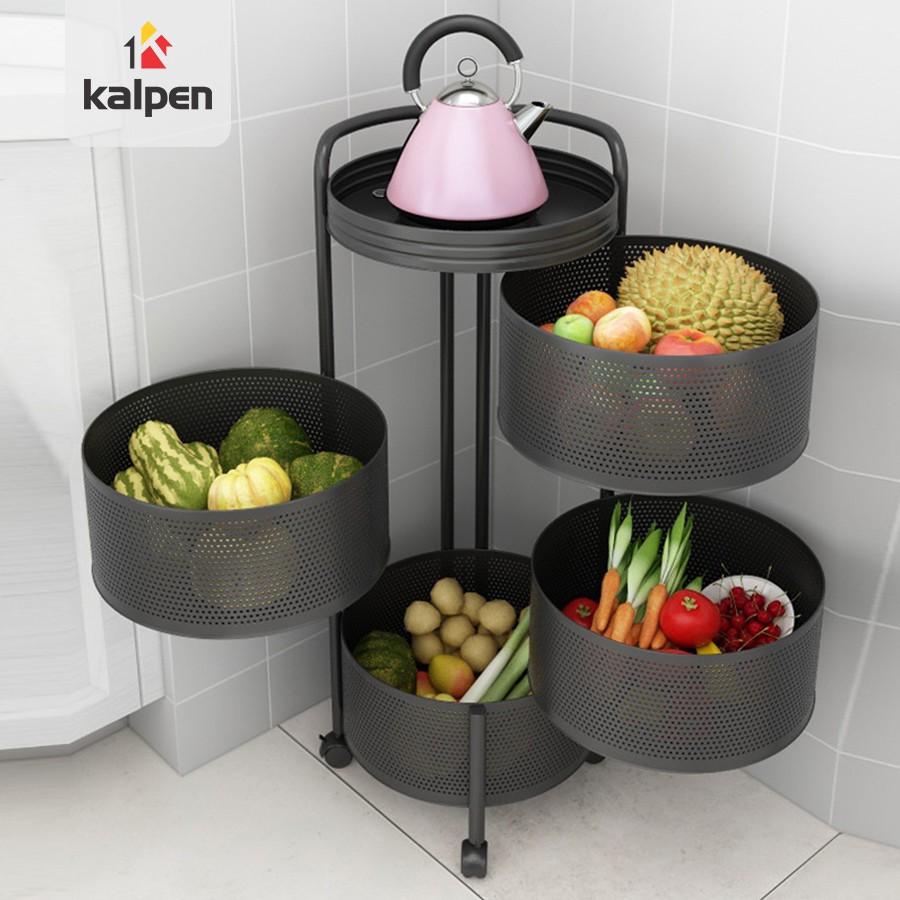 KỆ XOAY TRÒN Đựng Rau Củ Đồ Dùng Đa Năng Thông Minh 3 Tầng 4 Tầng 5 Tầng Kalpen, RHQM