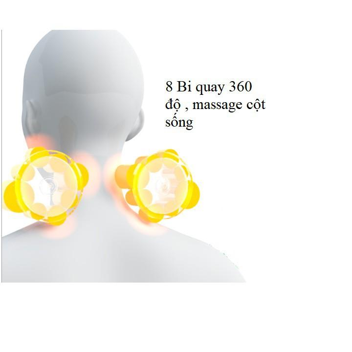 Máy gối massage cột sống và đầu cao cấp 8 bi 2019