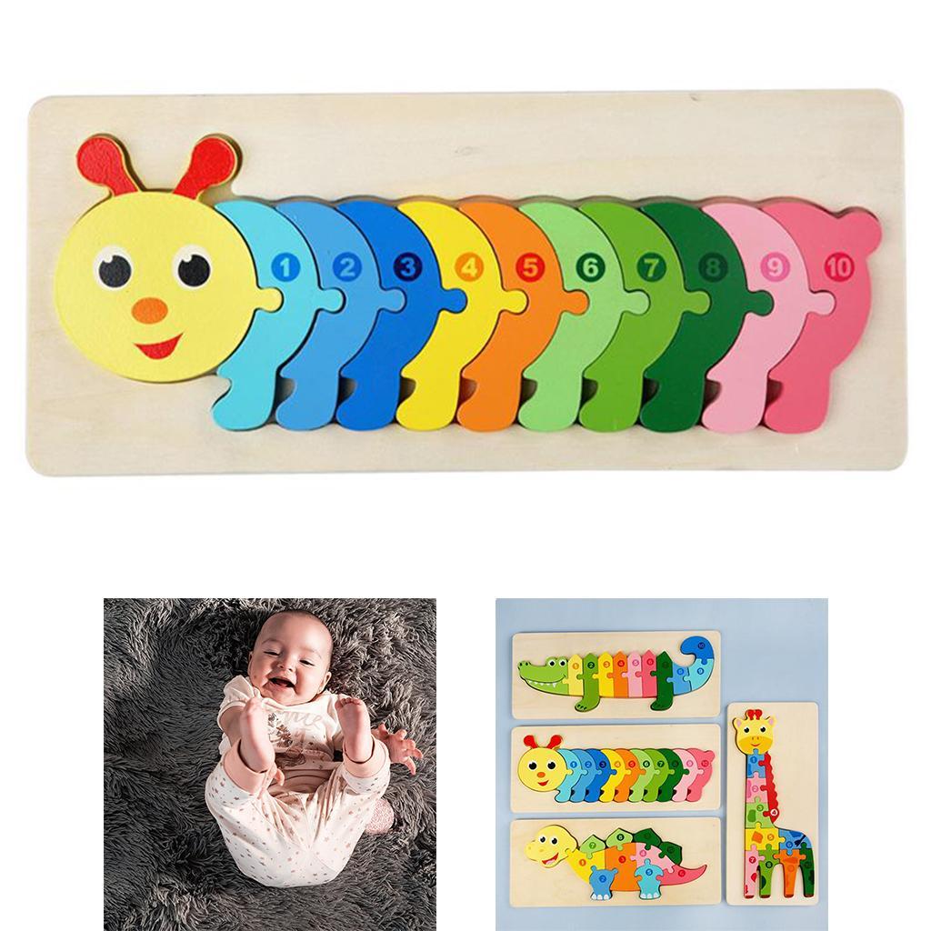 Wooden Number Puzzle Sorting Board Blocks Matching