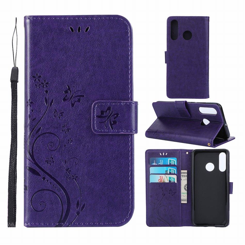 Bao da điện thoại dạng ví nắp gập in hình bướm và hoa DP04D cho Samsung Galaxy A51 A71 A01 A11 A21 A21S A31 A41 A81 A91